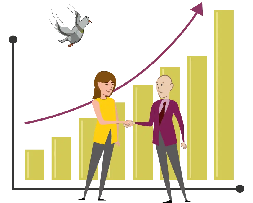 Graphic demonstrating profitability and high-profit margins for Pigeons OUT licensees